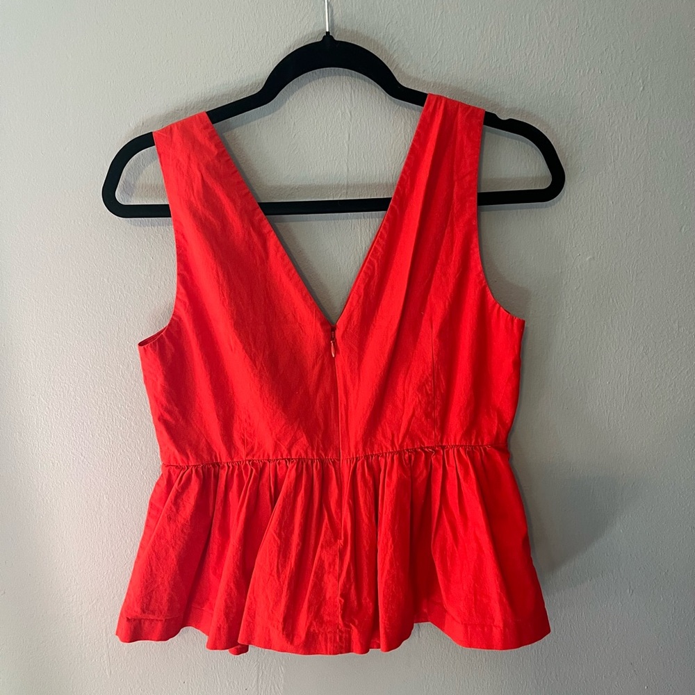 Always JCrew Red V-Neck Peplum Camisole